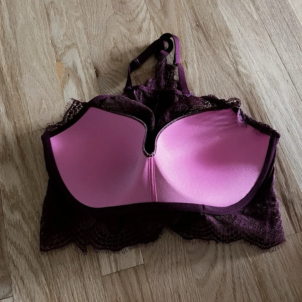 Victoria's Secret‎ PINK Push Up Racerback Bra Maroon Size S DD UNDERWIRE Purple